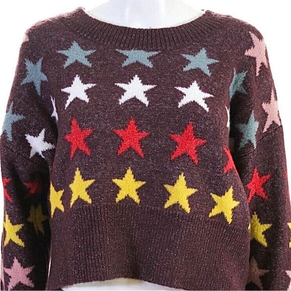 WILDFOX Sweater Revolve Rainbow Star Print Crushed Berry Size Small - Picture 5 of 11